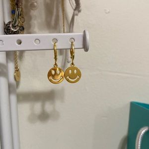 Gold smiley earrings preppy